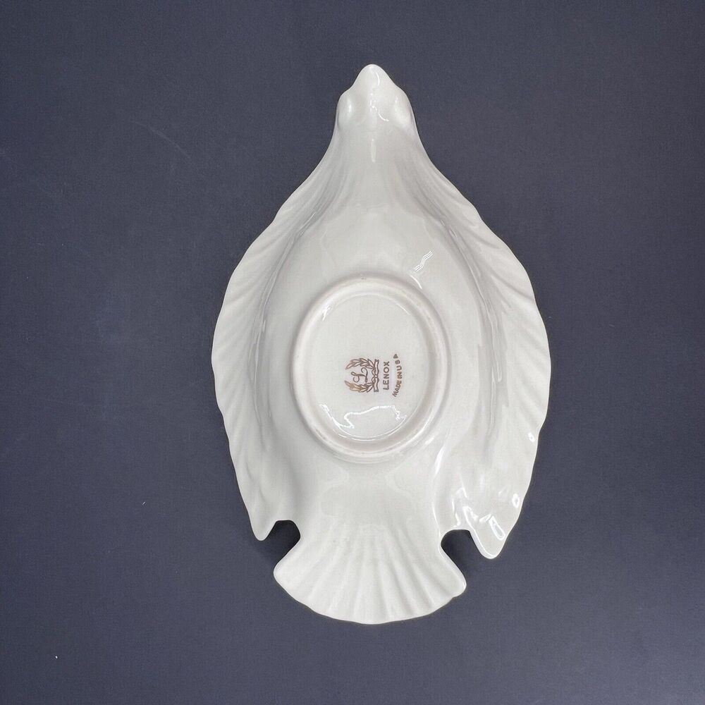 Set of 2 Lenox China Dove Bird Shaped Nut Bowls Candy Dish Ivory Cream Gold Trim - Picture 6 of 8
